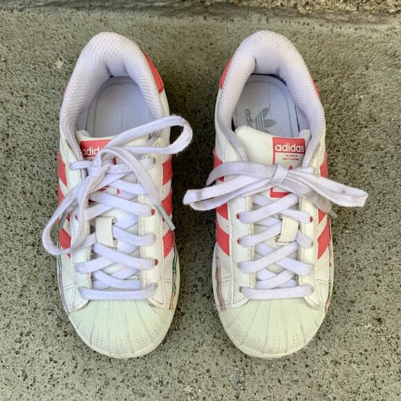 ADIDAS Superstar Her Studio Sneakers Girls 11 Pink Floral Toddler Running Shoes - Picture 5 of 8